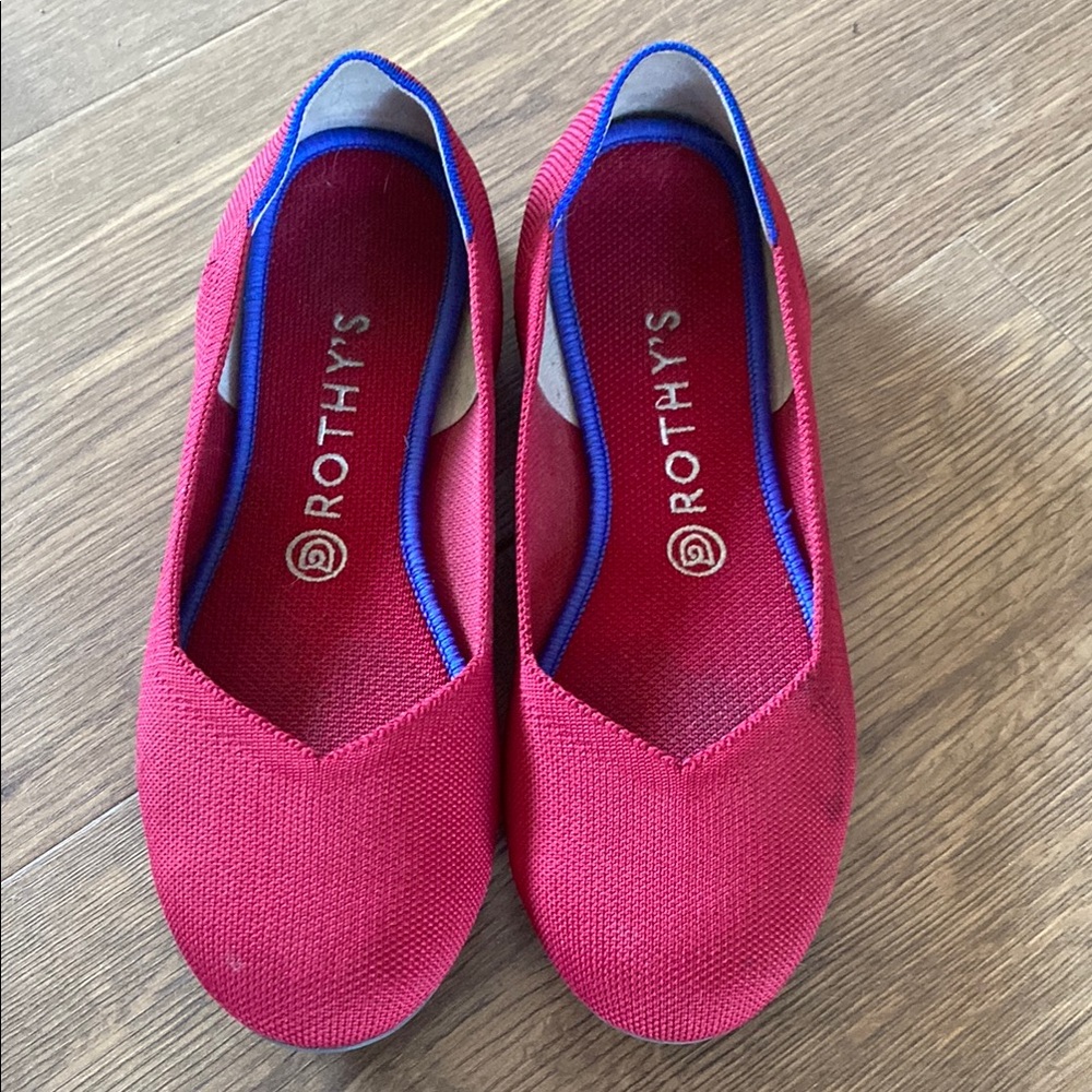 Rothy's red Flats with Elastic Topline and Minimalist Design